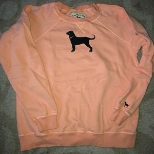 Peach Small Crew Neck Black Dog Sweatshirt